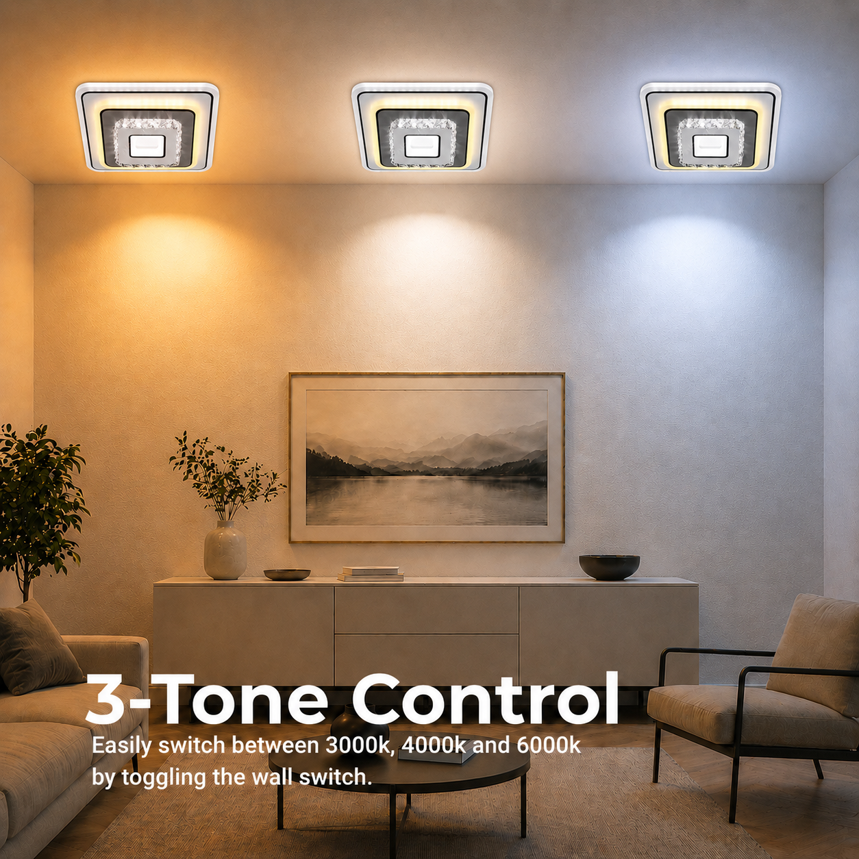 Kristály LED-csillár MITA 39W, 20x20cm, négyzet alakú, hideg/meleg/semleges fény, fehér LED-csillárok alapértelmezett cím Alessandro Design