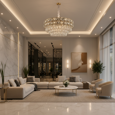 Candelabru Cristal LUCENT Regalis 22xE14, D80 cm, Auriu, Inaltime Reglabila, Metal si Cristal