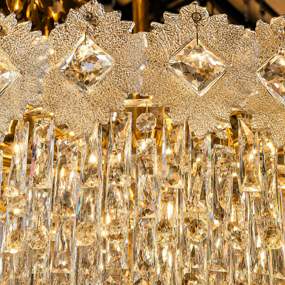 Candelabru Cristal FLEUR Nobile 5xE14, Diametru 40cm, Inaltime 30cm, Auriu Lucios, Inaltime Reglabila, Design Elegant