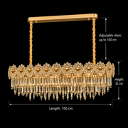 Candelabru Cristal FLEUR Supremo 14xE14, Dimensiune 100x35 cm, Inaltime 35 cm, Auriu Lucios, Inaltime Reglabila, Design Elegant