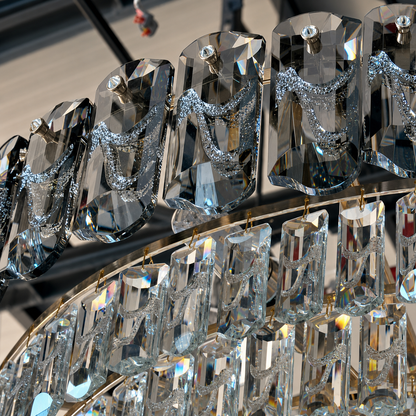 Candelabru Cristal AURUM Magno 12xE14, Diametru 60cm, Inaltime 40cm, Auriu Lucios, Inaltime Reglabila, Design Elegant