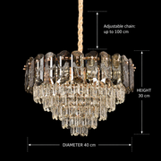 Candelabru Cristal AURUM Nobile 9xE14, Diametru 40cm, Inaltime 30cm, Auriu Lucios, Inaltime Reglabila, Design Elegant