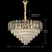 Candelabru Cristal AURUM Magno 12xE14, Diametru 60cm, Inaltime 40cm, Auriu Lucios, Inaltime Reglabila, Design Elegant