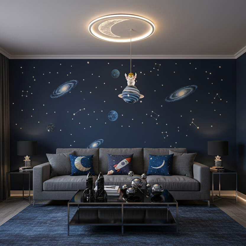 Lustra LED ASTRONAUT 80W, lumina Rece/Calda/Neutra, Alb Lustre Copii Default Title Alessandro Design