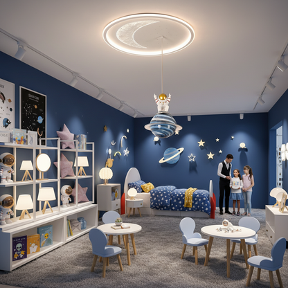 Lustra LED ASTRONAUT 80W, lumina Rece/Calda/Neutra, Alb Lustre Copii Default Title Alessandro Design