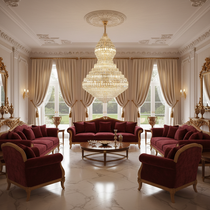 Candelabru Cristal VELVET Supremo, 69xE14, D150 cm, Auriu, Inaltime Reglabila, Metal si Cristal