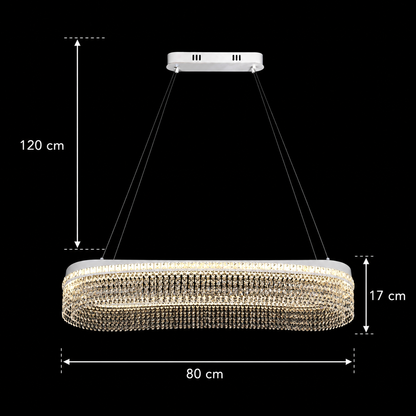 Candelabru Cristal VOLNA Grande Regalis, 128W, 80x25cm, Lumina Calda/Neutra/Rece, Alb, Metal si Cristal