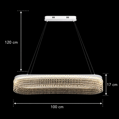 Candelabru Cristal VOLNA Supremo, 128W, 100x30cm, Lumina Calda/Neutra/Rece, Alb, Metal si Cristal