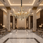 Candelabru Cristal REINA Magno, 6xE14, D60cm, Auriu, Metal si Cristal