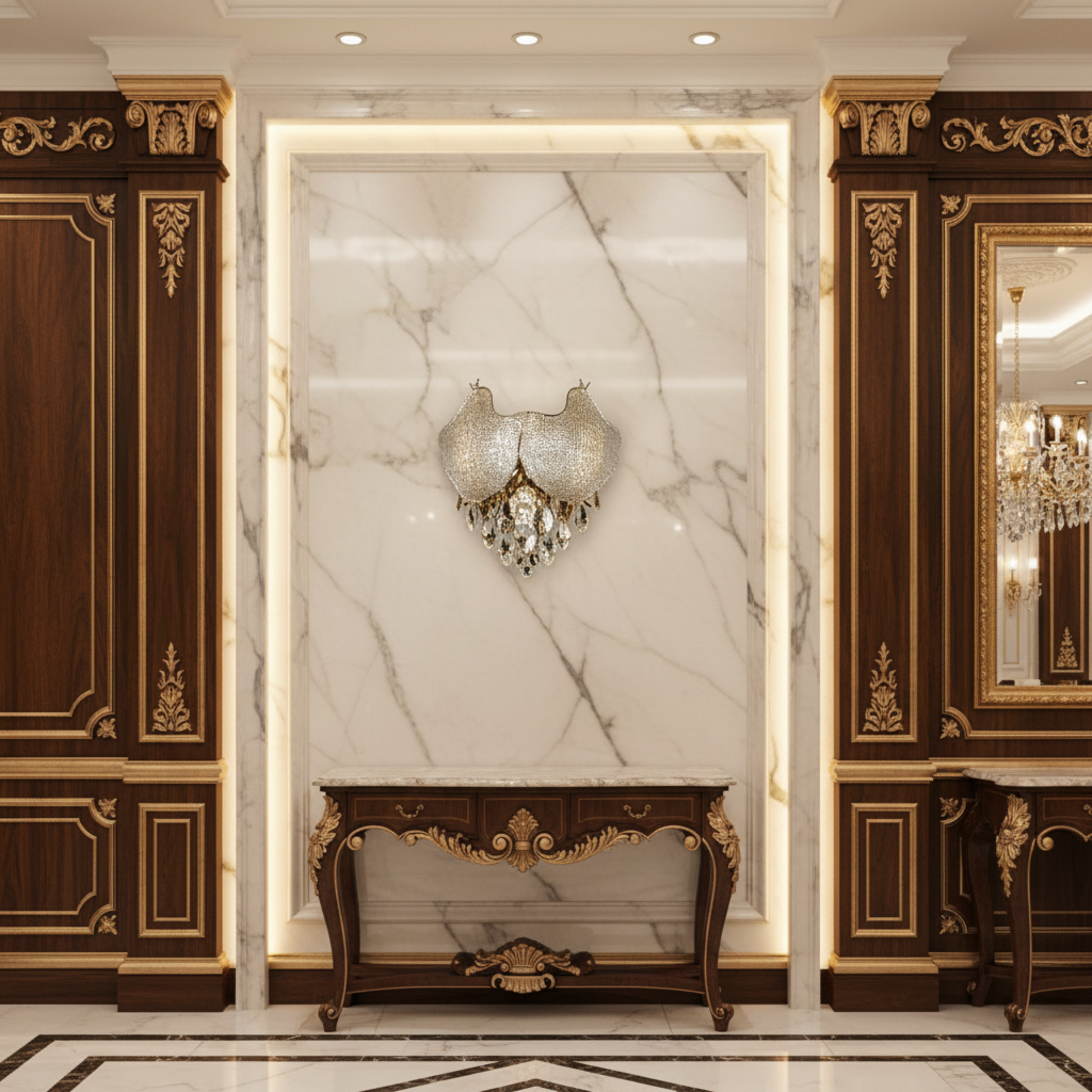 Aplica Cristal LUXE, 3xE14, Diametru 30 cm, Inaltime 31 cm, Auriu Lucios, Design Elegant Candelabre Cristal Default Title Alessandro Design
