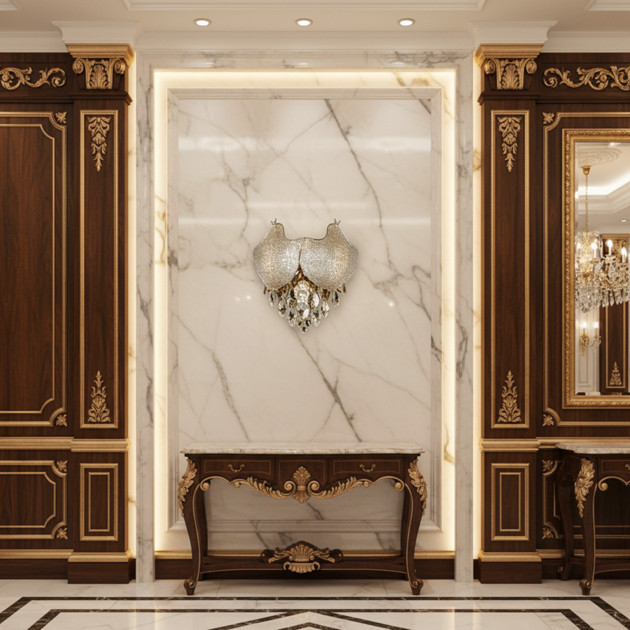 Aplica Cristal LUXE, 3xE14, Diametru 30 cm, Inaltime 31 cm, Auriu Lucios, Design Elegant Candelabre Cristal Default Title Alessandro Design
