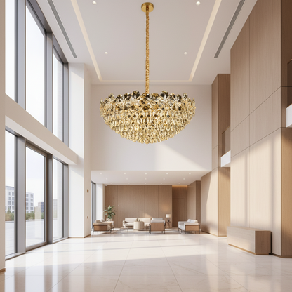 Candelabru Cristal JARDIN Regalis 24xE14, Diametru 80cm, Inaltime 40cm, Auriu Lucios, Inaltime Reglabila, Design Elegant Candelabre Cristal Default Title Alessandro Design