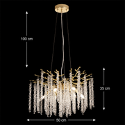 Candelabru Cristal ARBUS Eleganza, Φ50cm, 6xE14, Auriu, Metal si Cristal