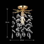 Candelabru Cristal LEAF Petito, Φ20cm, 1xE14, Auriu, Metal si Cristal