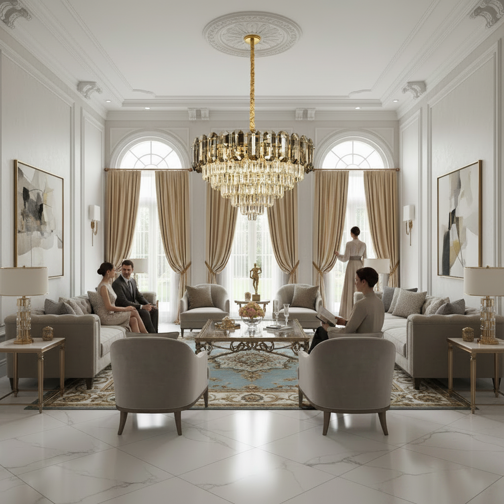 Candelabru Cristal AURUM Magno 12xE14, Diametru 60cm, Inaltime 40cm, Auriu Lucios, Inaltime Reglabila, Design Elegant Candelabre Cristal Default Title Alessandro Design