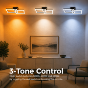 Lustra LED cu telecomanda BANDO 38W, 2 Drepunghiuri, Lumina Rece/Calda/Neutra, Dimabila, Negru, Metal si Acril