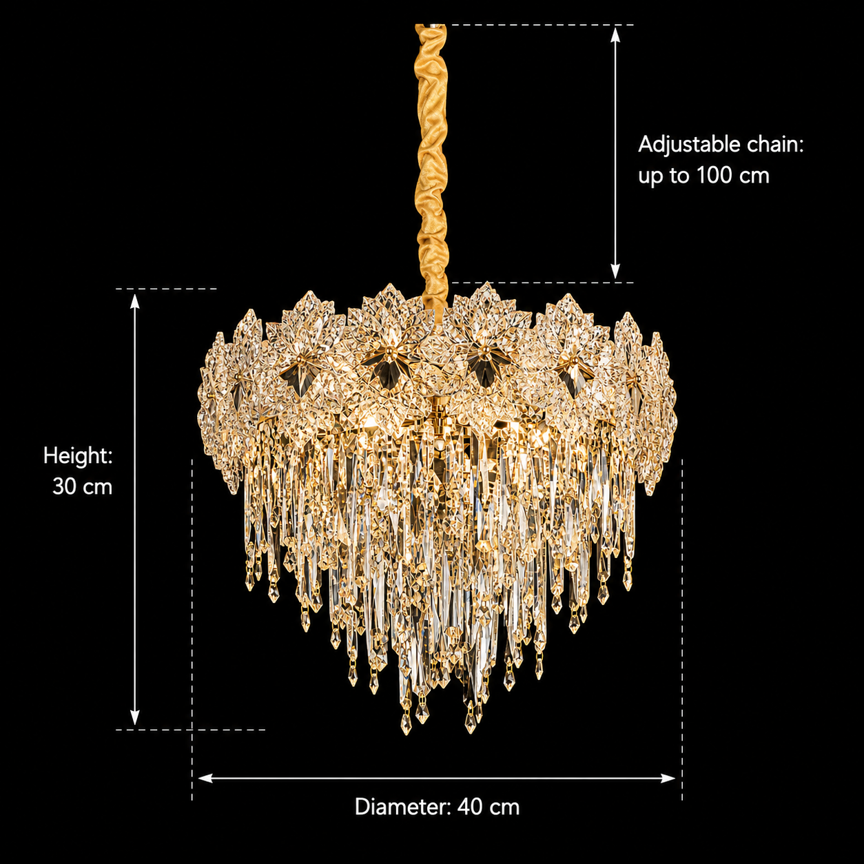 Candelabru Cristal FLEUR Nobile 5xE14, Diametru 40cm, Inaltime 30cm, Auriu Lucios, Inaltime Reglabila, Design Elegant Candelabre Cristal Default Title Alessandro Design