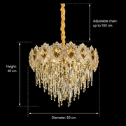 Candelabru Cristal FLEUR Eleganza 9xE14, Diametru 50cm, Inaltime 40cm, Auriu Lucios, Inaltime Reglabila, Design Elegant Candelabre Cristal Default Title Alessandro Design