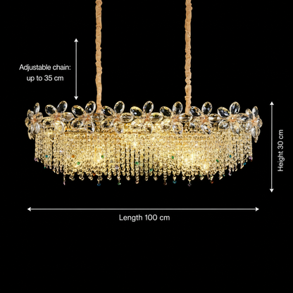 Candelabru Cristal 20xE14, BLOSSOM Imperio 100x40cm, Auriu Lucios, Inaltime Reglabila, Metal si Cristal Candelabre Cristal Default Title Alessandro Design