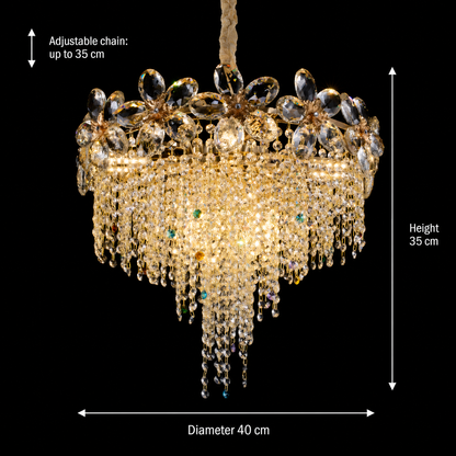 Candelabru Cristal BLOSSOM Nobile, 5xE14, 40cm, Auriu Lucios, Inaltime Reglabila, Metal si Cristal Candelabre Cristal Default Title Alessandro Design