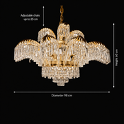 Candelabru Cristal PALACE Imperio, 15 brate, 22xG9, D98cm, Auriu Lucios, Inaltime Reglabila, Metal si Cristal Candelabre Cristal Default Title Alessandro Design