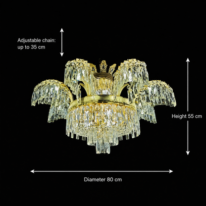 Candelabru Cristal PALACE, 8 brate, D80cm, Auriu Lucios, Inaltime Reglabila, Metal si Cristal Candelabre Cristal Default Title Alessandro Design