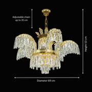 Candelabru Cristal PALACE, 6 brate, 12xG9, D69cm, Auriu Lucios, Inaltime Reglabila, Metal si Cristal Candelabre Cristal Default Title Alessandro Design