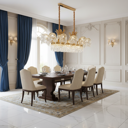 Candelabru Cristal PALACE Grande, 12 brate, 20xG9, 120cm, Auriu Lucios, Inaltime Reglabila, Metal si Cristal Candelabre Cristal Default Title Alessandro Design