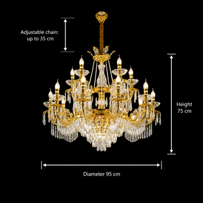 Candelabru Cristal 19xE14, D95cm, Auriu Lucios, Inaltime Reglabila, Metal si Cristal Candelabre Cristal Default Title Alessandro Design