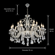 Candelabru Cristal 15xE14, D95cm, Argintiu, Inaltime Reglabila, Metal si Cristal Candelabre Cristal Default Title Alessandro Design