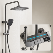 Coloana de dus MELLON, Metal, Para Patrata, Efect Ploaie, 3 Functii, Montare Pe Perete, Negru, Accesorii Incluse