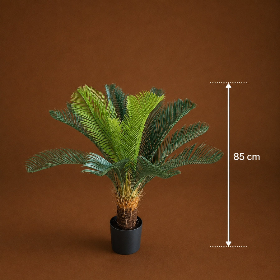 Planta Artificială Copac Tip Palmier, 24 frunze, 85 cm, Verde, cu Ghiveci