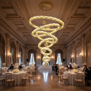 Candelabru Cristal cu Telecomanda RONDOS Supremo, 120x350cm, Lumina Calda/Neutra/Rece, Auriu, Metal si Cristal