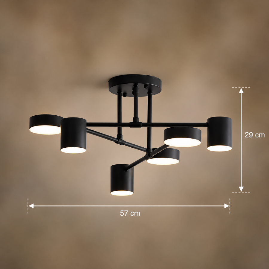 LED csillár GALIOS 26W, 6 elem, hideg/meleg/semleges fény, fekete