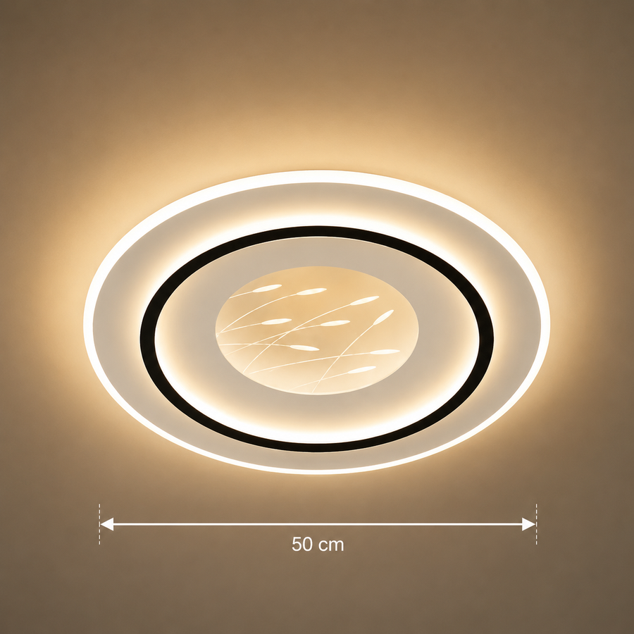 LED -csillár 125W -os vászon távirányítóval, kerek, hideg/forró/semleges fény, instabil, fekete