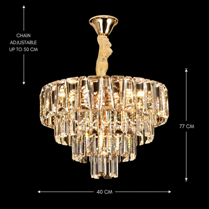 Candelabru Cristal VALMONT Nobile 6xE14, D40 cm, Auriu, Inaltime Reglabila, Metal si Cristal Candelabre Cristal Default Title Alessandro Design