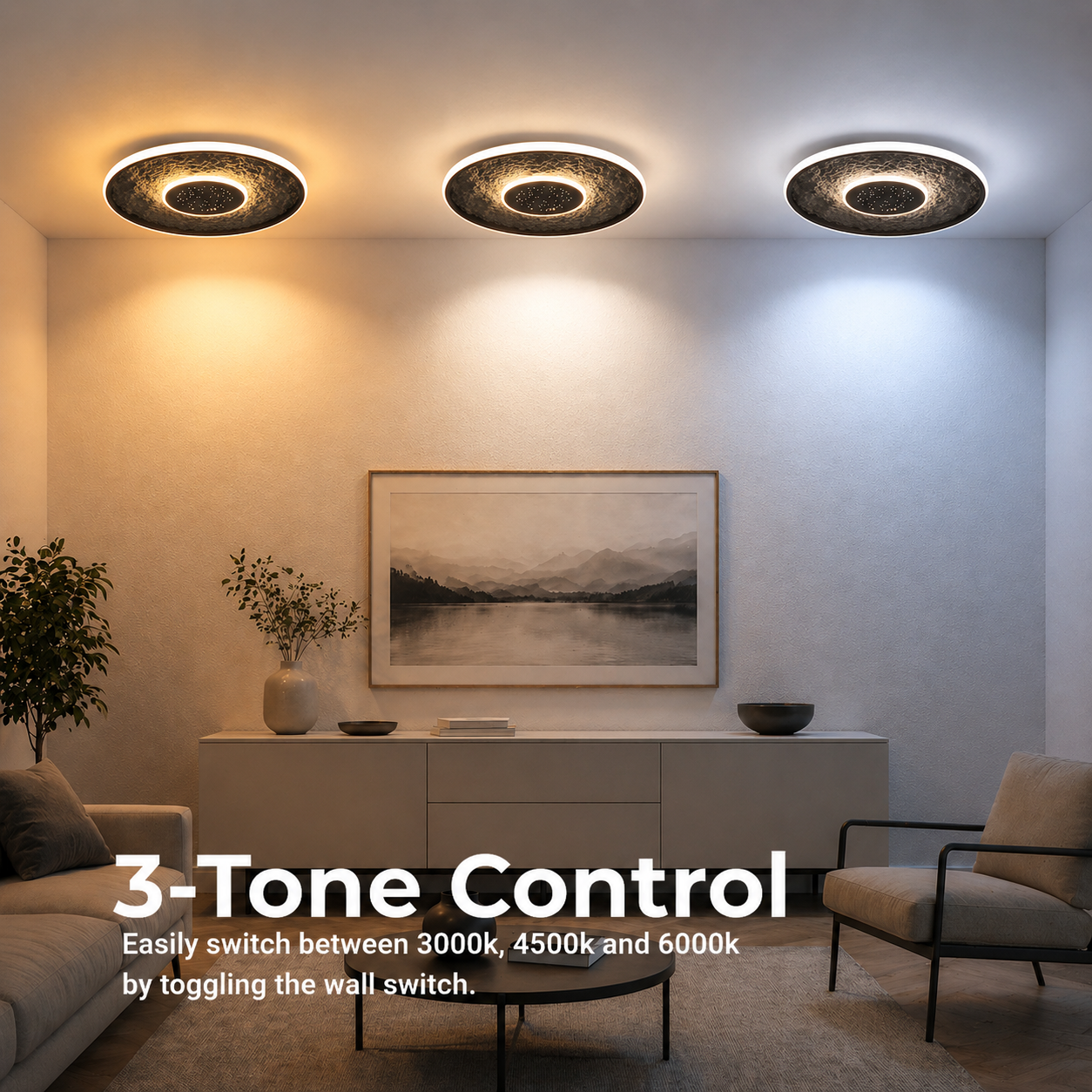 Lustra LED cu telecomandă LT656BK, 3000/4000/6000K, Ø40.5,46W, Negru Lustre LED cu Telecomanda Default Title Alessandro Design