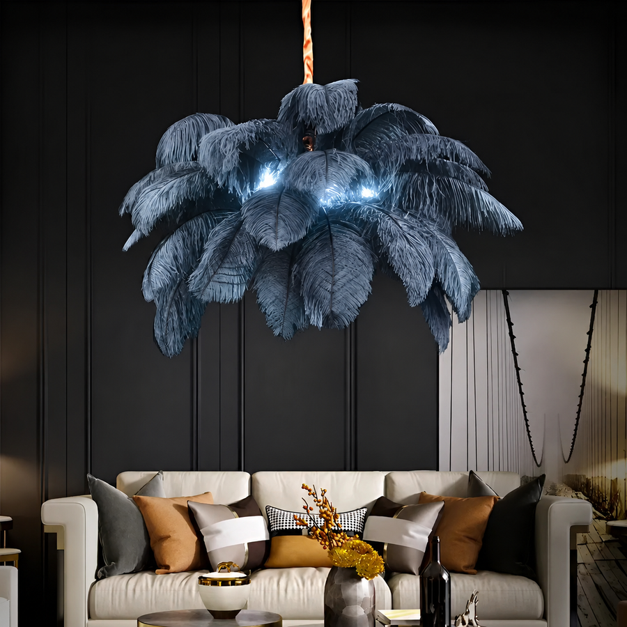 Minoss csillár, 8 W, hideg fény 6000K, tollak, 1xE27, átmérő 75 cm, fekete modern kandeláber Alapértelmezett cím Alessandro Design