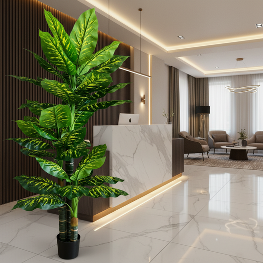 Plantă Artificială Tip Dieffenbachia, 3 tulpini, 190 cm, Verde