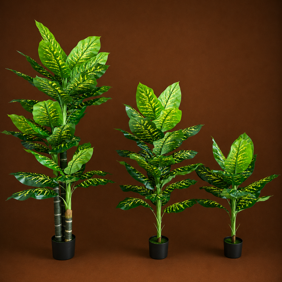 Plantă Artificială Tip Dieffenbachia, 3 tulpini, 190 cm, Verde