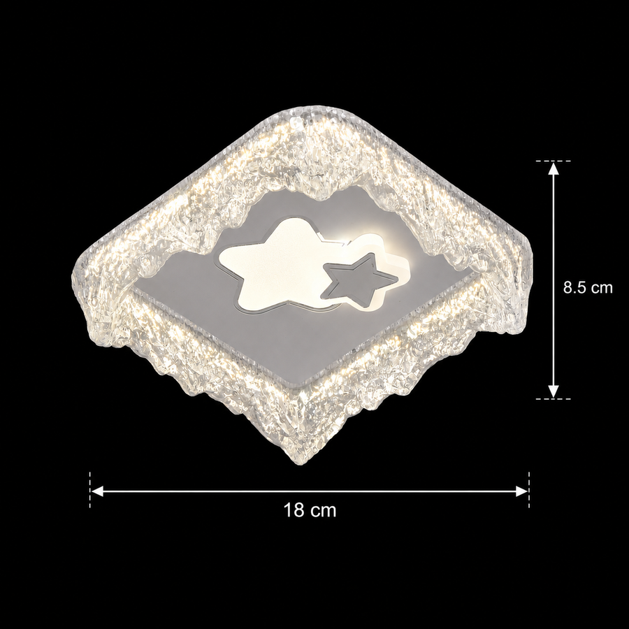Lustra LED ICE Petito, 22W, Dimensiune 18x18cm, Lumina Calda/Neutra/Rece, Alb, Metal si Acril
