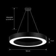 Lustra LED suspendata ANGLE, D52cm, 25W, Inaltime Reglabila, Lumina Rece, Negru, Metal si Acril