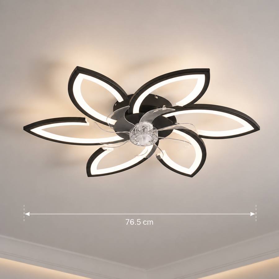 Lustra LED Ventilator ANEMO cu Telecomanda, 36W, D76.5cm, Lumina Rece/Neutra/Calda, Metal si Plastic, Negru