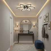 Lustra LED Ventilator ANEMO cu Telecomanda, 36W, D76.5cm, Lumina Rece/Neutra/Calda, Metal si Plastic, Negru