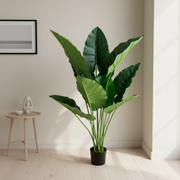 Plantă Artificială Tip Alocasia, 10 frunze, Plastic, 120 cm, Verde