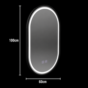 LED ovális tükör 60x100cm VETRO Touch szabályozható páramentesítő rendszer, fekete keret