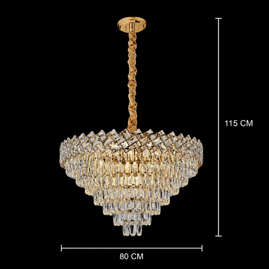 WINDSOR Supremo kristálycsillár 10xE14, átmérő 80 cm, fényes arany, állítható magasság