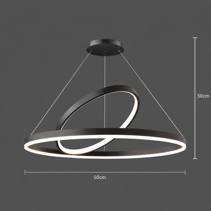 LED függesztett csillár PAGANO 47W, 3000K, 2 kör, fekete, állítható magasságú