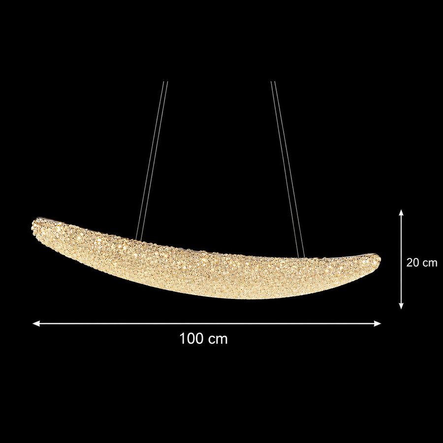Modern csillár kristállyal, PRÁGA, 31W, Hossz 80 cm, Arany, Állítható magasság