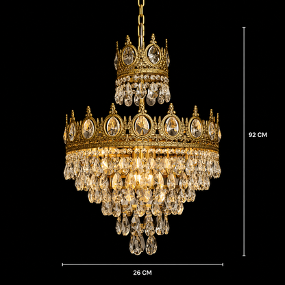 Crystal Chandelier Royal Petito, 3XE14, 25 cm átmérőjű, fényes arany, állítható magasság